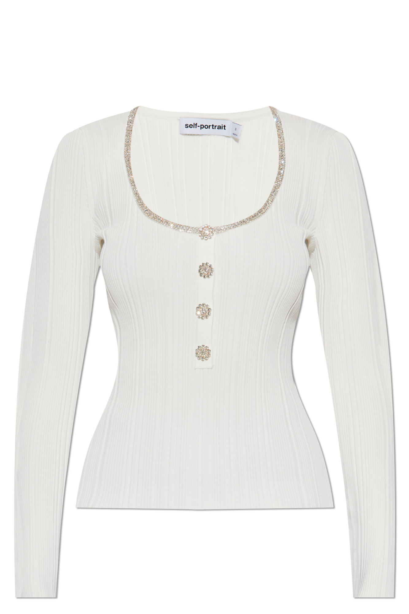 White Ribbed Top Self-Portrait - Vitkac Canada